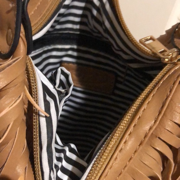 NEW WITHOUT TAG, brown with tassel synthetic leather bag - Picture 5 of 7